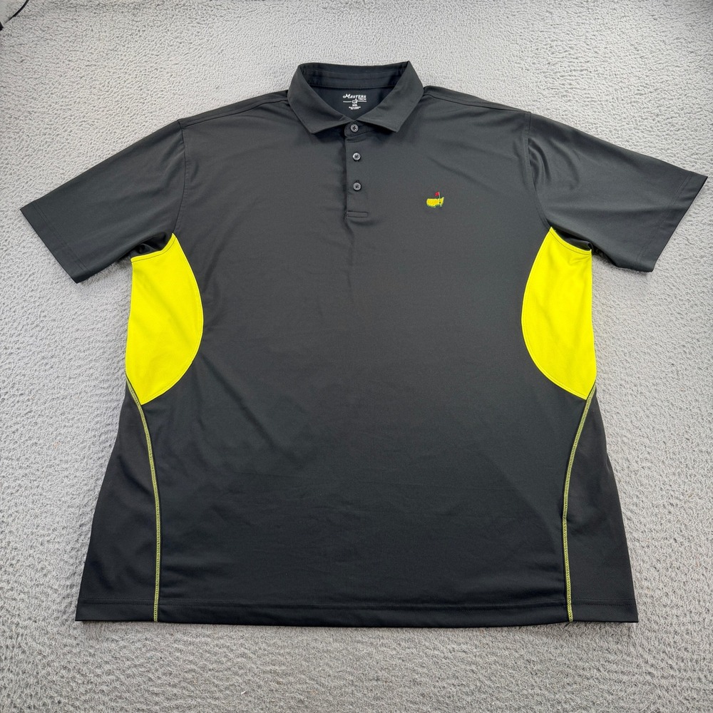 Masters Tech Polo Shirt Men 2XL Black Yellow Performance Golf Short Sleeve Sport